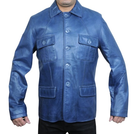 Addison Deep Blue Leather Jacket