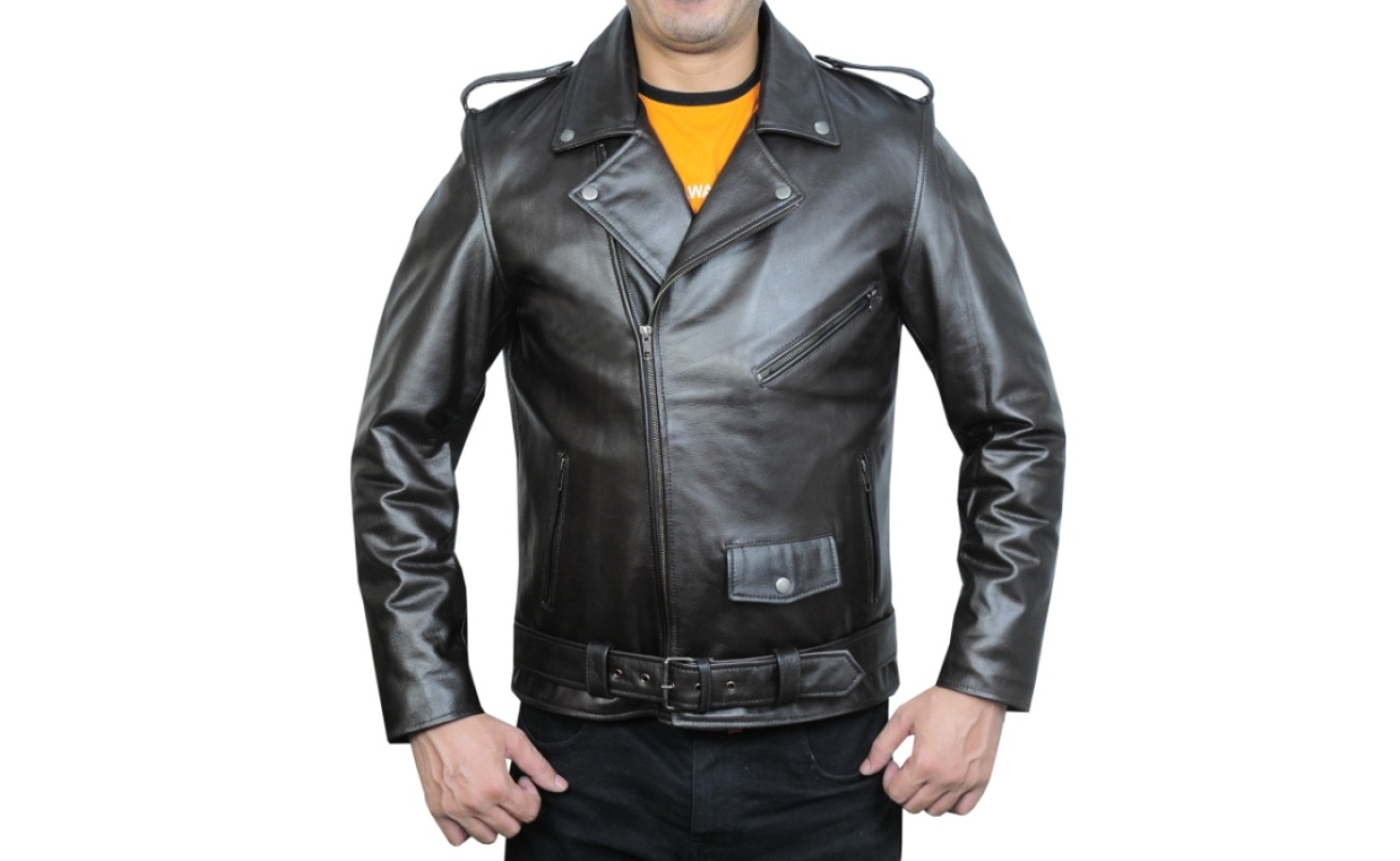 Furton Brown Leather Biker Jacket