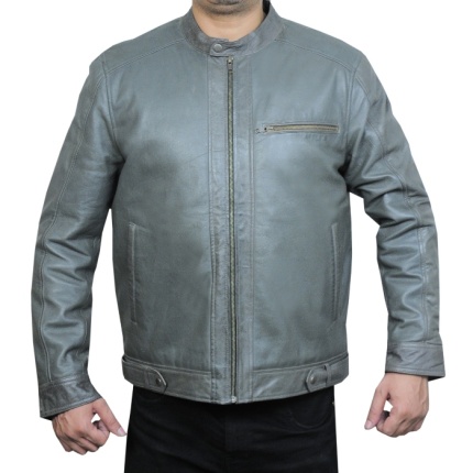 Jackson Grey Leather Biker Jacket