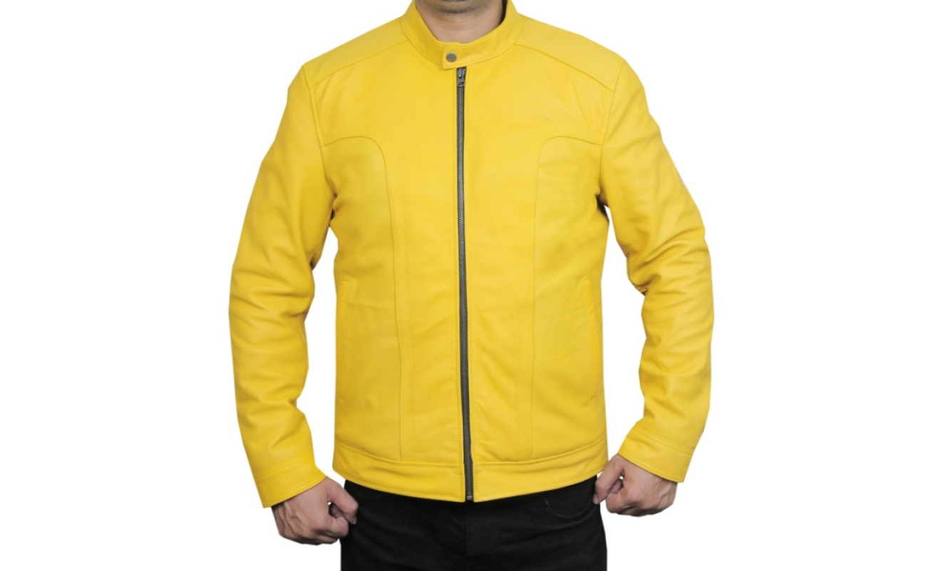 Jackson Yellow Leather Biker Jacket