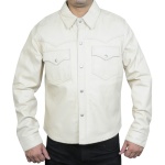 Harrison Beige Leather Shirt Jacket